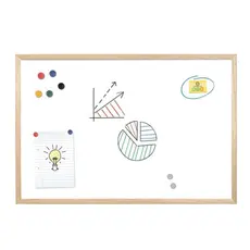 Бяла магнитна дъска с дървена рамка 30х40 см - с нарисувани чертежи по нея