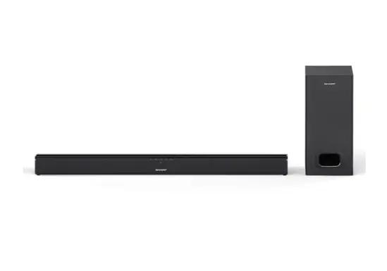 Аудио система Sharp Soundbar HT-SBW110, SLIM 180W 2.1 Wired Subwoofer, HDMI & BLUETOOTH, wireless music streaming, HDMI ARCCEC, 3.5mm Aux-in, Digital Optical Audio Input, Matt black