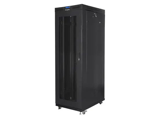 Комуникационен шкаф Lanberg rack cabinet 19' free-standing 42U800x1000 (flat pack) with mesh door lcd black v2