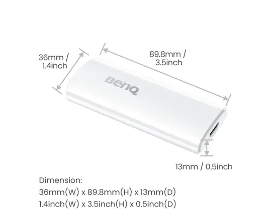 Аксесоар BENQ QS02, Certified Android TV Dongle, ANDROID TV DOGNLE PRJ QS02, It works with HDMI-certified TVs and displays, Multi-platform wireless casting for Android, iPhone, iPad, Mac, Windows computer, or Chromebook