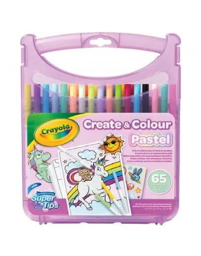 Маркери Crayola измиваеми в куфарче 65 части розов