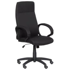 Директорски стол ЛЕНА -снимка отпред, черна дамаска