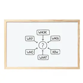 Бяла дъска с дървена рамка 60х90 см - начертано върху нея