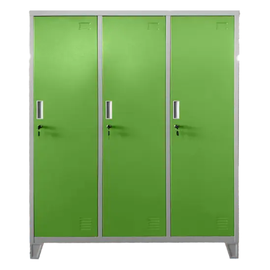 Метален гардероб детски BTL JZ с 3 отделения 150x120x40 см- зелен, затворен