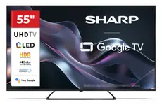 Телевизор Sharp 55HP6265E, 55" QLED Google TV, 4K Ultra HD 3840x2160 Frameless, 1 000 000:1, AQUOS, DVB-TT2CSS2, Active Motion 1000, HDR10, Dolby Atmos, Dolby Vision, Google Assistant, Google Cast, HDMI 2.1 with eARC, 3.5mm Headphone jack  line-out, 