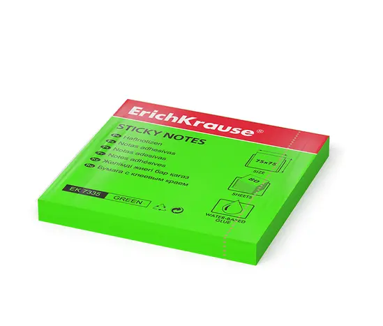 Самозалепващи листчета 75х75мм зелен неон