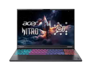 Лаптоп Acer Nitro 16S AI, AN16S-61-R44A, AMD Ryzen 7 350 (up to 5.0GHz, 16MB), 16" WQXGA (2560x1600) IPS 180Hz, 1*16GB DDR5 (1 slot free), 1024GB PCIe NVMe SSD, GeForce RTX 5070 8GB GDDR7, FHD Cam, WiFi 6E, BT 5.3, No Os, Black