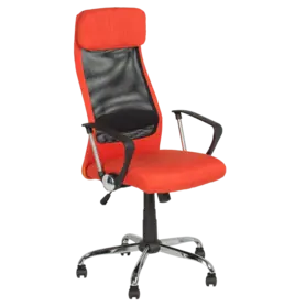 Директорски стол БРАТАН- оранжева дамаска, черна мрежа