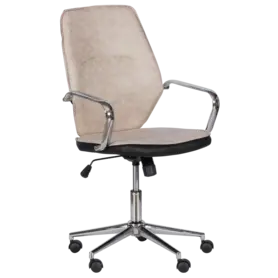 Работен стол ИВАН -сниман отпред, еко кожа, хром. база