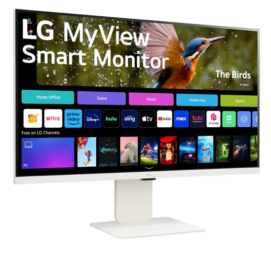Монитор LG 32SR85U-W, 31.5' IPS Smart webOS, Full HD Web cam, AG, 5ms, 1000:1, 400cdm, DCI-P3 95%, 4K UHD (3840x2160), ThinQ, HDR 10, HDMI, USB Type-C-PD 90W, Wi-Fi Bin, AirPlay 2, Bluetooth, Speakers 5W x 2, Height Adjustable, Tilt, White