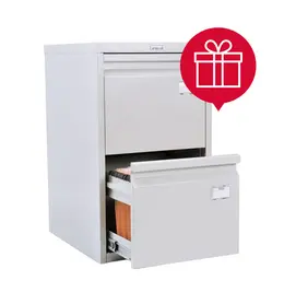 Метална картотека  PMT с 2 чекмеджета - в промо пакет с 10 броя папки за картотека