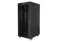 Комуникационен шкаф Lanberg rack cabinet 19' free-standing 27U800x1000 (flat pack) with glass door lcd black v2