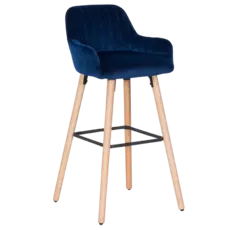 Бар стол АЛЕКСА- тъмносиня дамаска