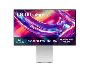 Монитор LG 32U990A-S, 31.5" UltraFine EVO 6K Nano IPS, 5ms, 450 cd/m2, 2000:1, 6K (6144 x 3456), HDR 600, Adobe 99.5% , PD 96W, USB, HDMI 2.1, Thunderbolt 5x2, DP, Speaker 5Wx2, PIP, PBP, LG Switch, Reader Mode, Tilt/Height/Pivot/, Black