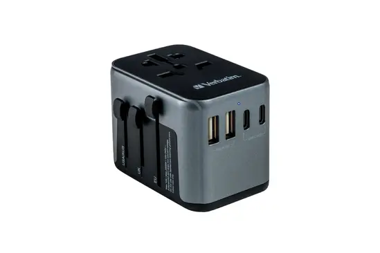 Адаптер Verbatim UTA-03 Universal Travel Adapter with 1 x USB-C PD 30W & QC 3.0  2 x USB-C  2 x USB-A