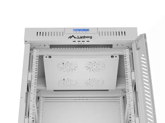 Комуникационен шкаф Lanberg rack cabinet 19' free-standing 15U600x600 (flat pack) with glass door lcd grey v2