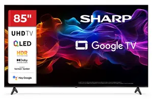 Телевизор Sharp 85HP5265E, 85" QLED Google TV, 4K Ultra HD  3840x2160 Frameless, 1 000 000:1, AQUOS, DVB-T/T2/C/S/S2, Active Motion 1000, HDR10, Dolby Atmos, Dolby Vision, Google Assistant, Google Cast, HDMI 2.1 with eARC, 3.5mm Headphone jack / line-out,