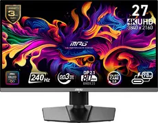 Монитор MSI MPG 272URX QD-OLED Gaming Monitor, 26.5", 0.03ms, 240Hz, 3840x2160, G-SYNC, AMD FreeSync Premium Pro, AI Vision, Console Mode, ClearMR 13000, HDR True Black 400, Type-C(98W PD), DP(2.1a), 2xHDMI(2.1), USB Hub, Pivot, Heigh Adj., VESA, Black, 8