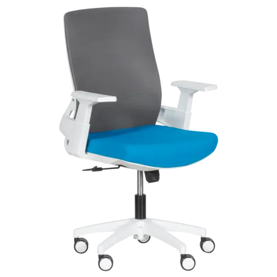 Работен стол Миглена 47- син със сиво, бял полипропилен