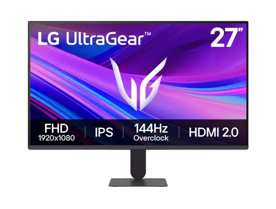 Монитор LG 27G411A-B, UltraGear 23.8" IPS, AG, 1ms MBR, 144Hz, 5ms GtG, 1500:1, 250cdm2, Full HD 1920x1080, sRGB 99%, HDR10, NVIDIA G-SYNC, AMD FreeSync, HDMI, DisplayPort, LG Switch, Headphone Out, VRR, Reader mode Tilt, Black