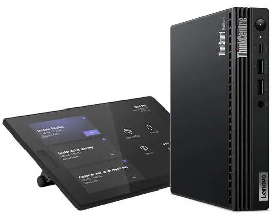 Конферентни решения Lenovo ThinkSmart Tiny Kit+VESA Mount Intel Core i3-13100T (up to 4.2GHz, 12MB), 2x 8GB DDR4-3200, 256GB SSD, Intel UHD Graphics, WLAN, BT, ThinkSmart Controller, Win11 IoT Enterprise for Collaboration, 1Y Premier Support