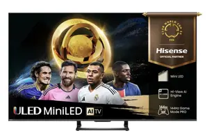 Телевизор Hisense 65'U7Q, 4K Ultra HD 3840x2160, ULED, FALD, Quantum Dot, 144Hz, IPS, HDR 10+, HLG, Dolby Vision IQ, Dolby Atmos, Smart TV, WiFi 5GHz, WiFi Direct, BT, Anyview Cast,light sensor, 4xHDMI, 2xUSB, LAN, CI+, DVB-T2/C/S2, Black