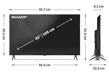 Телевизор Sharp 43HP5265E, 43' QLED Google TV, 4K Ultra HD 3840x2160 Frameless, 1 000 000:1, AQUOS, DVB-T/T2/C/S/S2, Active Motion 1000, HDR10, Dolby Atmos, Dolby Vision, Google Assistant, Google Cast, HDMI 2.1 with eARC, 3.5mm Headphone jack / line-out, 
