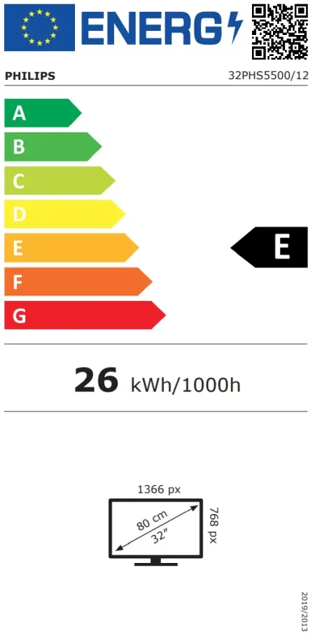 Телевизор Philips 32PHS5500/12, 32'' 2K HD LED, 1280x720p, DVB-T/T2/T2-HD/C/S/S2, 60Hz, Pixel Plus HD, Dolby Audio, 2*HDMI, 1*USB, HDR 10, HLG, RMS 12W