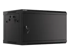 Комуникационен шкаф Lanberg rack cabinet 19' wall-mount 6U600x450 for self-assembly with metal door black (flat pack)