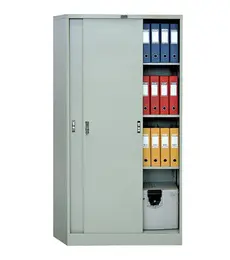 Архивен шкаф PMT с 4 отделения  183х91.5х45.8 см- с дясна врата плъзната, пълен с класьори, сниман отпред