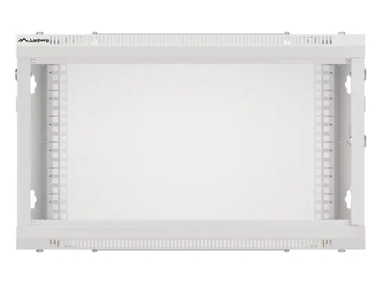 Комуникационен шкаф Lanberg rack cabinet 19' wall-mount 6U600x450 for self-assembly with metal door grey (flat pack)