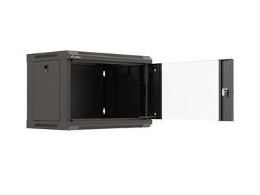 Комуникационен шкаф Lanberg rack cabinet 19' wall-mount 6U/540x350 (flat pack) with glass door black