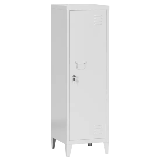 Метален гардероб BTL с 2 отделения 128х39х42 см - сив, сниман отпред, затворен