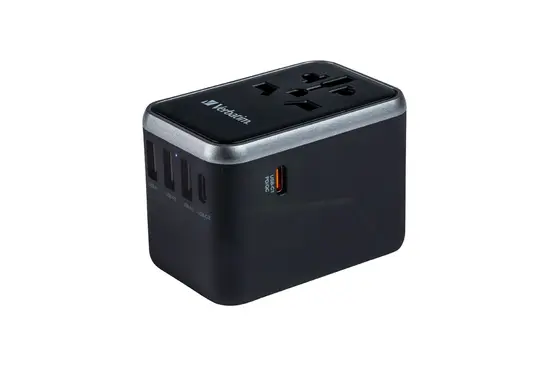 Адаптер Verbatim UTA-04 Universal Travel Adapter with 1 x USB-C PD 61W & QC 3.0  1 x USB-C  3 x USB-A