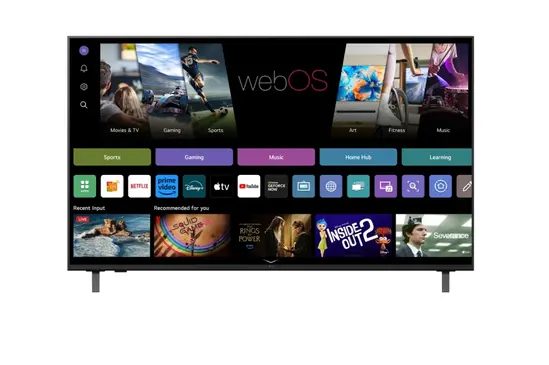 Телевизор LG 55UA75003LA, 55" 4K UltraHD TV 4K (3840x2160), DVB-T2/C/S2, webOS 25 Smart, ThinQ AI, Alpha 7 AI Processor, WiFi, HDR10 pro, HLG, ALLM/HGiG, 4K Upscaling, AI Sound pro, Multiple View, HDMI eARC, LAN, USB, Bluetooth, Google Cast, 2 Pole Stand,