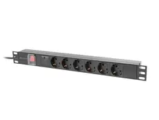 Разклонител Lanberg power distribution unit (pdu) 19' 1U 16a 2m 6x schuko outlets black