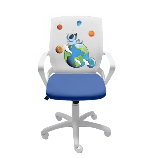 Детски стол ЗЕМЯ - синя седалка, снимка отпред