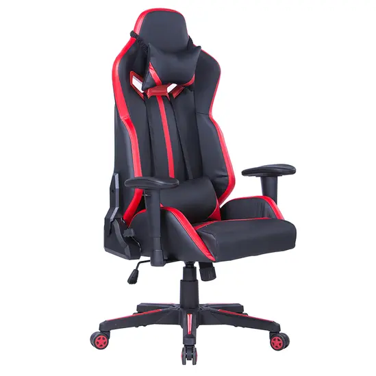 Геймърски стол ESCAPE- ергономичен, черно с червен цвят