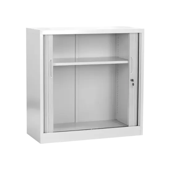 Метален шкаф BTL J с 2 отделения 90х90х40 - с двете врати отворени, сниман отпред