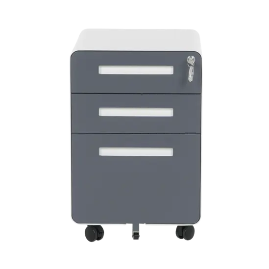 Метален контейнер H BTL с 3 чекмеджета, сив, с графитени вратички, сниман в профил, със затворени чекмеджета