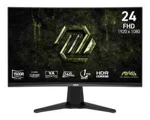 Монитор MSI MAG 245C X24 Gaming Monitor, 23.6", 1ms, 240Hz Curve 1500R VA, 1920x1080, AMD FreeSyncPremium, AI Vision, Console Mode, HDR Ready, 300nits AG, 1.07B, 3000:1, 100M:1, DP(1.2a), 2xHDMI(2.0b), Headphone out, Tilt, VESA 100, Black, 3.2kg
