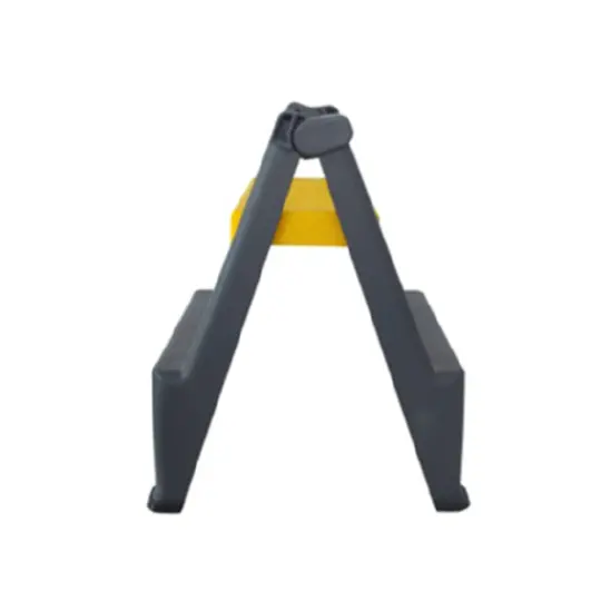 Стълба PVC 2 стъпала - разпъната, снимана отстрани, сива