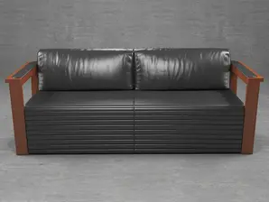 Диван триместен ДРАМА NORMA 03 - сниман отпред, черен цвят кожа