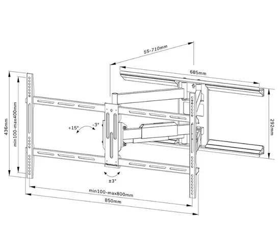 Стойка Neomounts by Newstar Screen Wall Mount (full motion, 3 pivots, VESA 800x400)