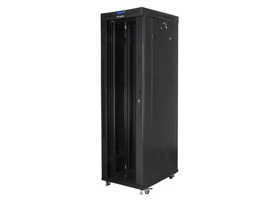 Комуникационен шкаф Lanberg rack cabinet 19' free-standing 42U600x1000 (flat pack) with glass door lcd black v2