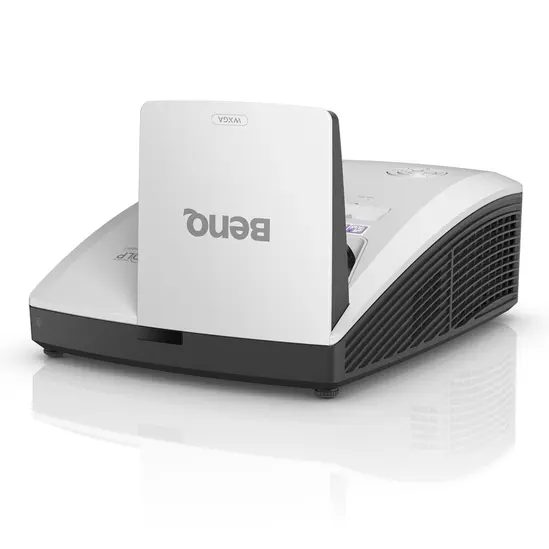 Мултимедиен проектор BenQ MW855UST+, DLP, WXGA (1280x800), Ultra Short-throw, 3500 ANSI Lumens, Contrast 10000:1, Vertical lens shift, HDMI 2.0 x2, RJ45, VGA in x1, VGA out,  Audio InOut, RCA, 10W Speaker x2, Wall mount included, Optional Qcast and Inter
