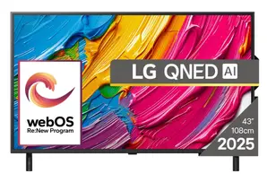 Телевизор LG 43QNED80A3A, 43" 4K QNED HDR Smart TV, 3840x2160, DVB-T2CS2, a7 AI Processor, HDR10  HLG, webOS 25 ThinQ, VRR  ALLM  HGiG, 4K Upscaling, WiFi 5, Voice Controll, Bluetooth 5.1, AirPlay 2, LAN, CI, HDMI, SPDIF, Google Cast, 2 pole Stand