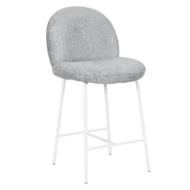 Бар стол РЕА-светлосива дмаска, бял цвят крака