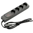 Разклонител AEG IEC C14, 4 гнезда, 1.8м кабел, черен