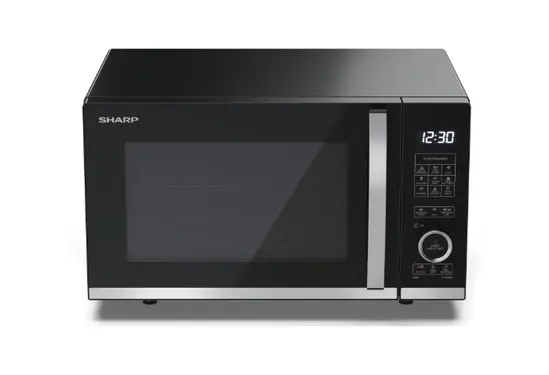 Микровълнова печка Sharp YC-QG204AE-B, Semi Digital, Flatbed,  Built-in microwave grill, Grill Power: 1000W, Plastic and GlassPainted, 20l, 800 W, Housing Material MicrowaveSteel, LED Display White, Timer & Clock function, Child lock, Defrost, Cabinet Co